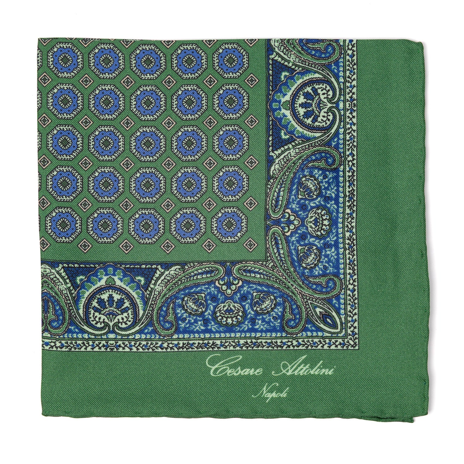 Handerkerchief "Medaglioni e Turco" made of pure Silk - Hand-rolled